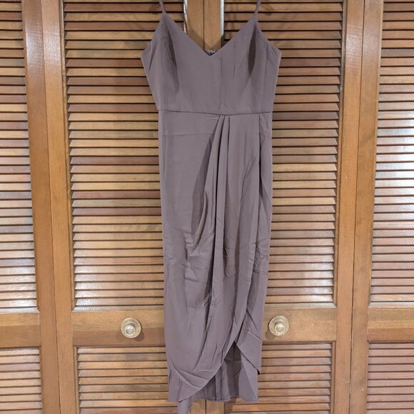 NWT LULUS Midi Dress Size Medium Mauve Purple Spaghetti Sheath Classy Cocktail - Picture 1 of 9
